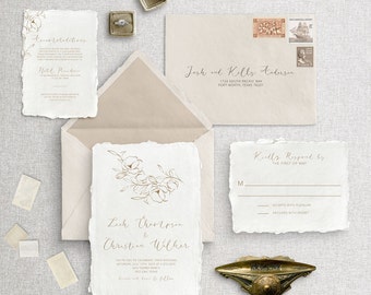 Floral Wedding Invitation Template Set | Vintage Editable Invites (Digital Download)