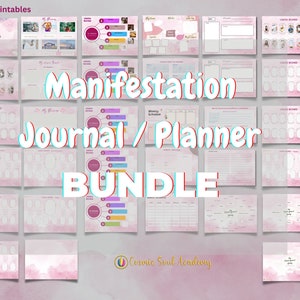 Printable Manifestation Bundle Kit, Digital Manifestation Planner Set, Affirmation cards, Vision Boards, Positive Words, Stickers, Bookmarks