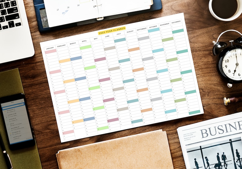 2023 2024 2025 year planner printable pdf horizontal planner calendar