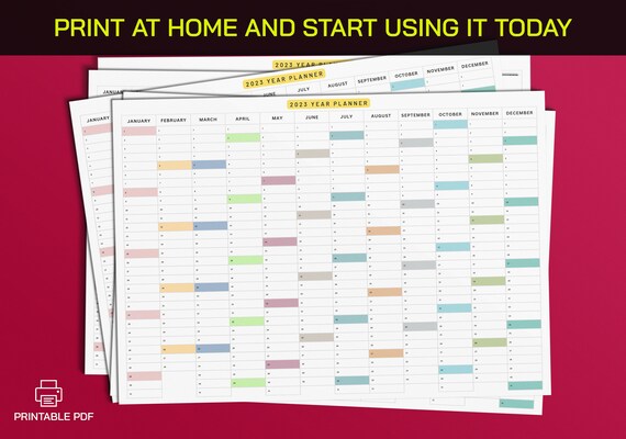 2024-2025-2026-2027-2028-2029-2030 Year Planner, Printable