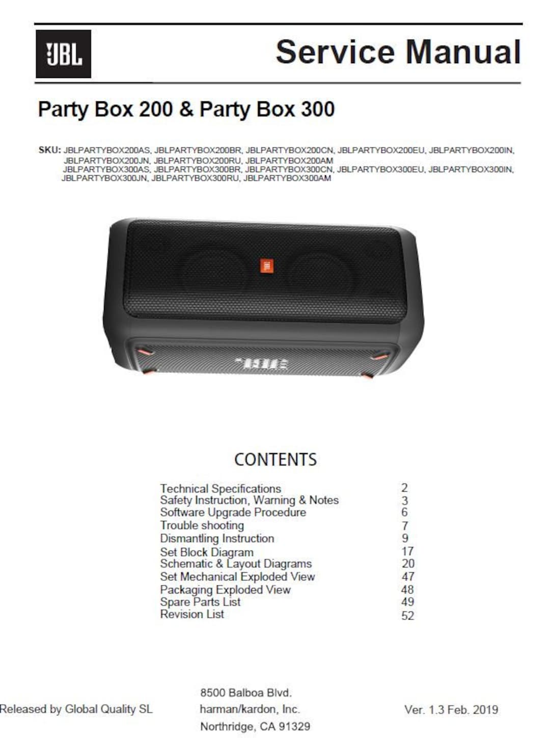 For en dagstur Dæmon Vidner JBL Partybox 200 Partybox 300 Ver.1.3 Service Manual PDF - Etsy Denmark