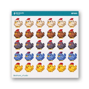 Stardew Chicken Sticker Sheet | Süße Journal-, Planer- und Kalenderaufkleber für Scrapbooking, Bullet Journals und zum Organisieren