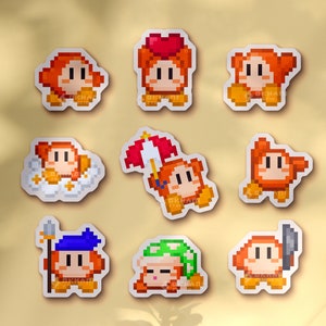 Waddle Dee-Aufkleberpaket | Regenschirm, Messer, Herz, Speer, Pyjama, Kawaii-Aufkleber, Wolke, Sterne, Flaschenaufkleber