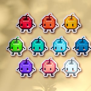 Junimos Stardew Sticker Pack | Adorable Apples, Car Decals, Kawaii Stickers, Video Game Merch, Rainbow, Pixel
