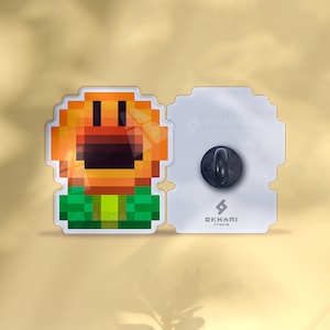 Sprechende Blume Acryl-Anstecknadel | Mario Bros Pin, Kostüm Pin, Rucksack Pin, Custom Pin, Gaming Pin, Kawaii Pin, entzückende Pin