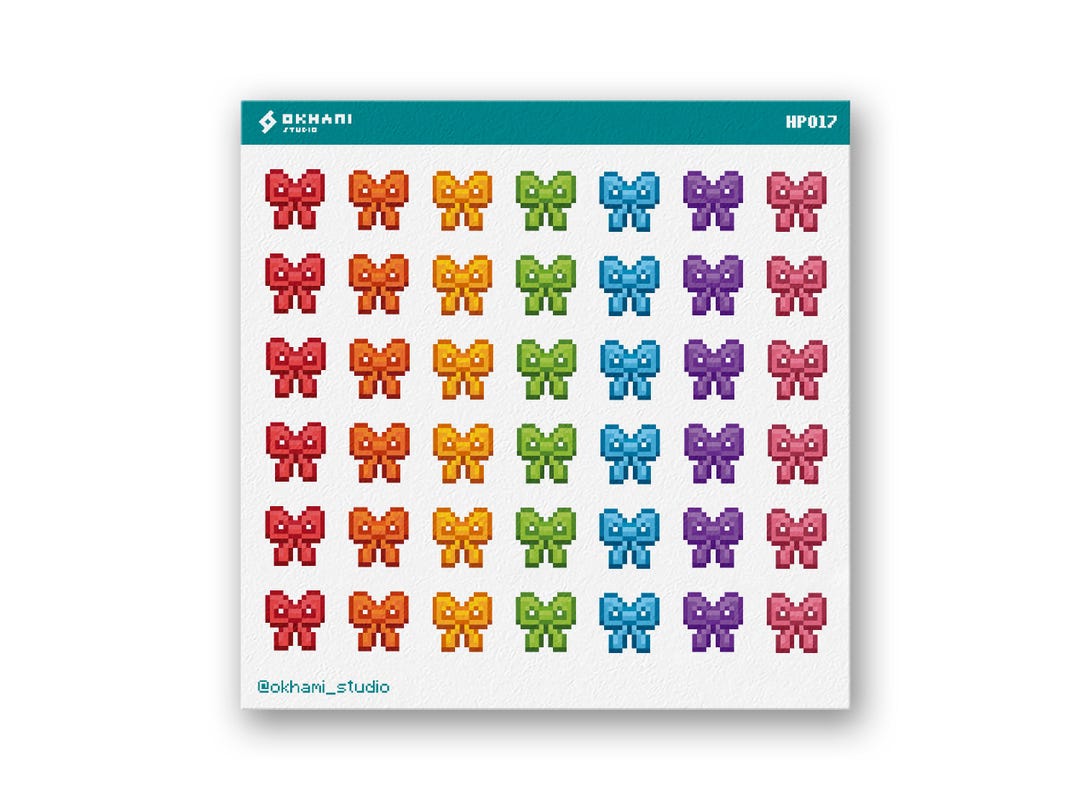 Multicolor Bow Sticker Sheet | Kawaii Ribbon Stickers for Journals ...