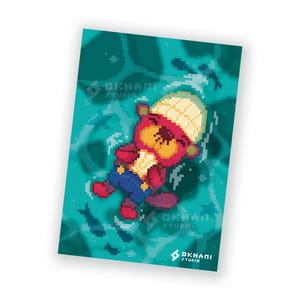 Stampa Pascal Animal Crossing | Illustrazione fanart retrò, Animal Crossing, animale adorabile, lontra rossa, conchiglia, berretto bianco, oceano