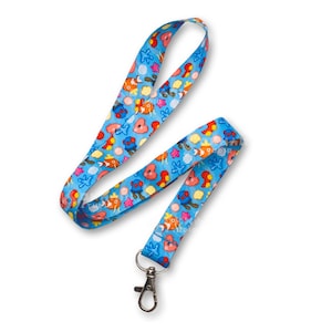 Cordino tipo acqua | Portachiavi in tessuto, porta carte, blu, arredamento moderno, videogioco, collana in tessuto, pixel art