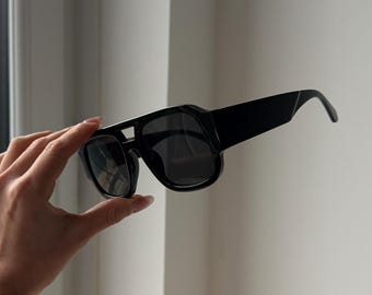 Black sunglasses oversize tinted Black sunglasses aviator frame