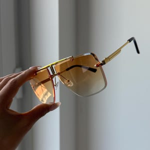 Orange sunglasses Golden frame aviator sunglasses men