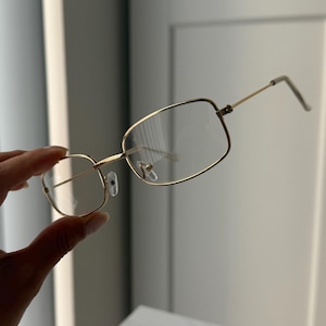 Rectangle Golden frame glasses Wire golden frame Sunglasses