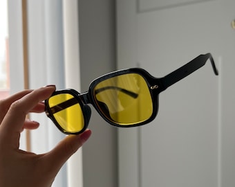 Unisex yellow sunglasses retro festival sunglasses