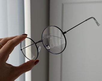 Rounded black frame glasses circular Wire black Frame Sunglasses