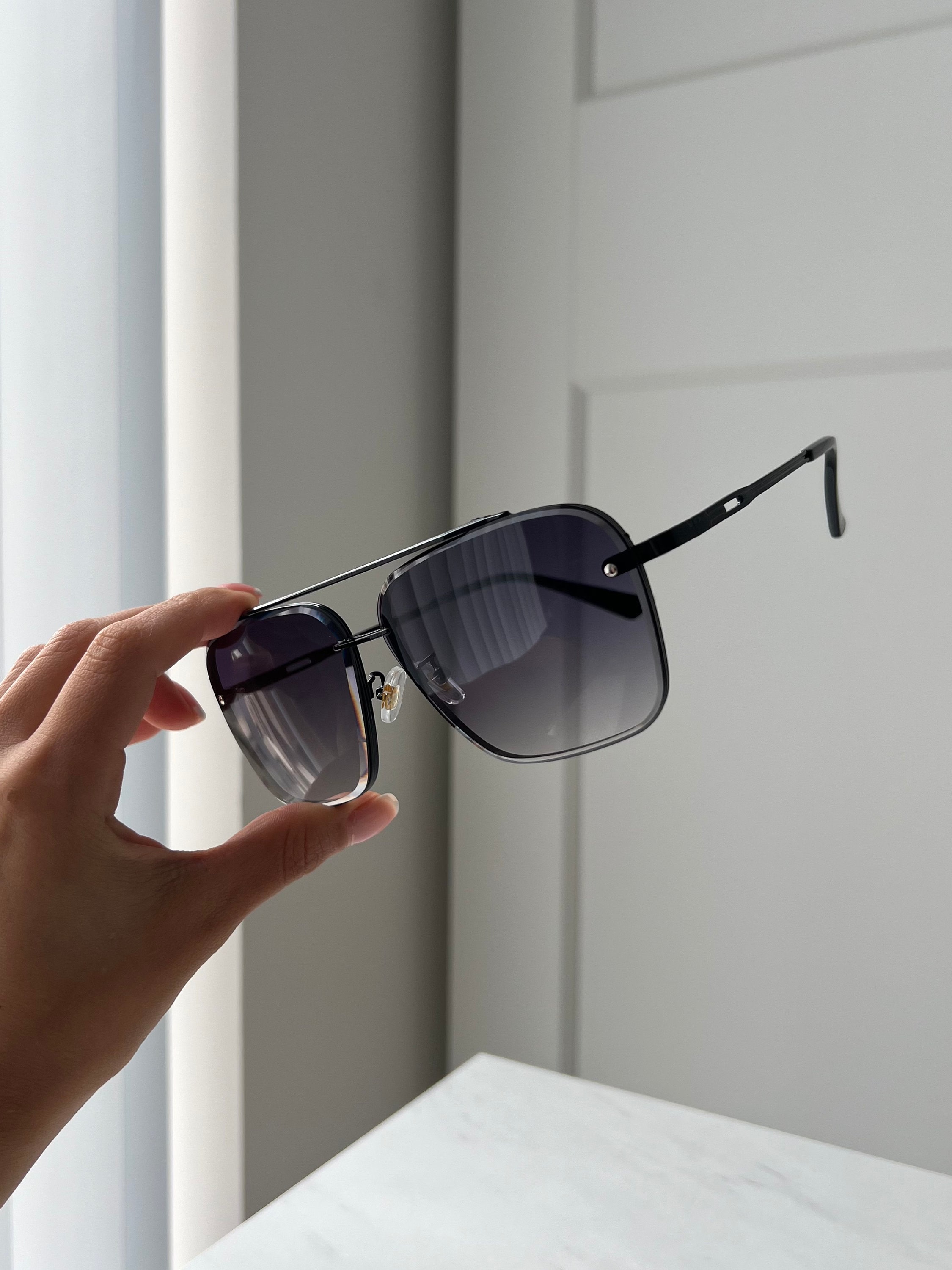 Black Gradient Sunglasses Black Frame Aviator - Etsy