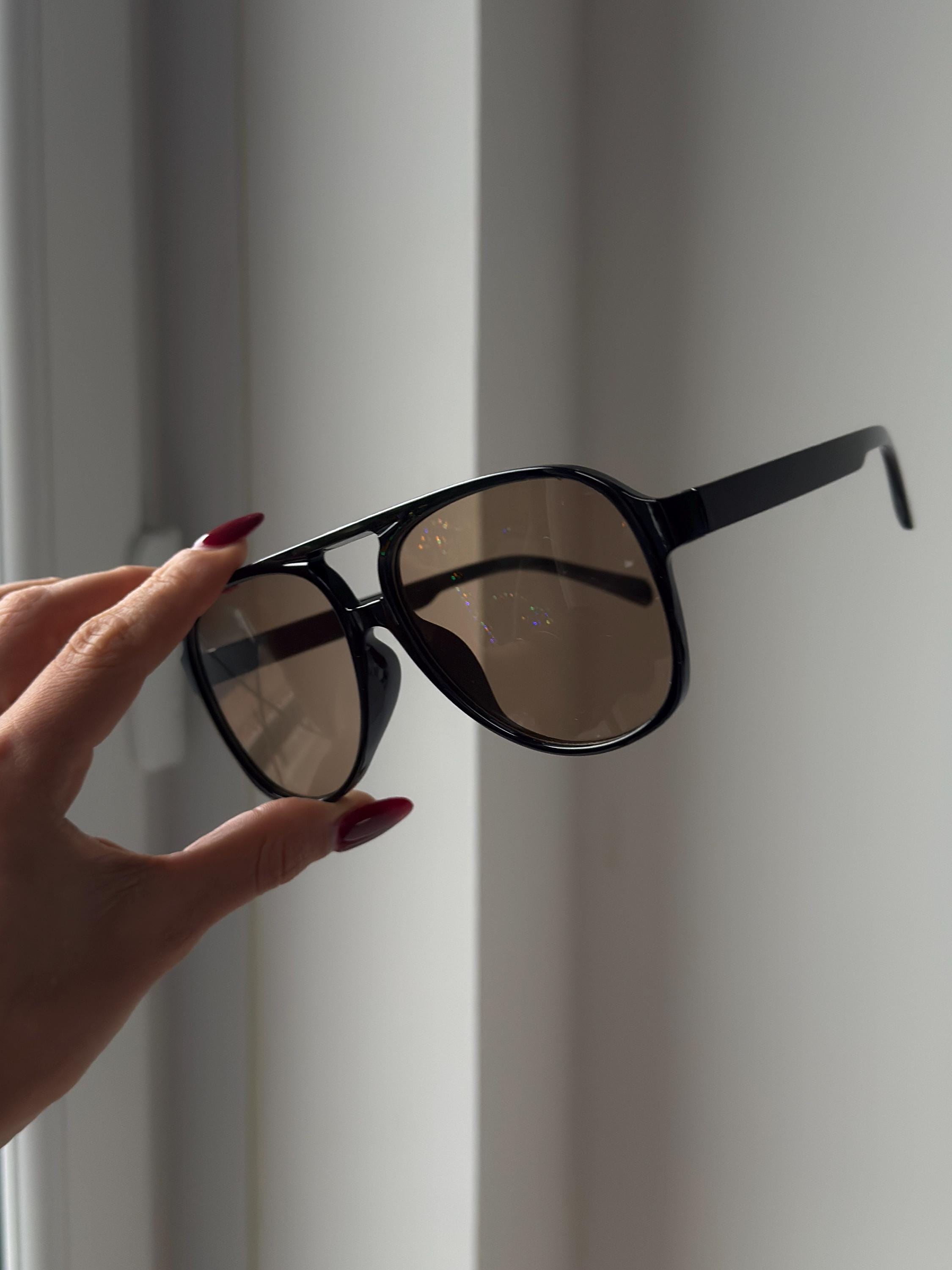 Tan Tinted Square Aviator Black Frame Sunglasses - Etsy