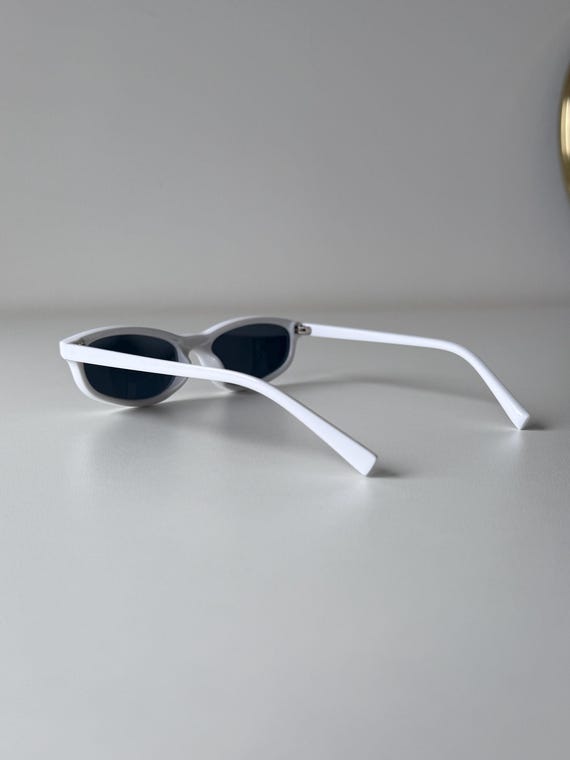 Black Tint Rectangle Sunglasses White Frame Sunglasses - Etsy display picture 2