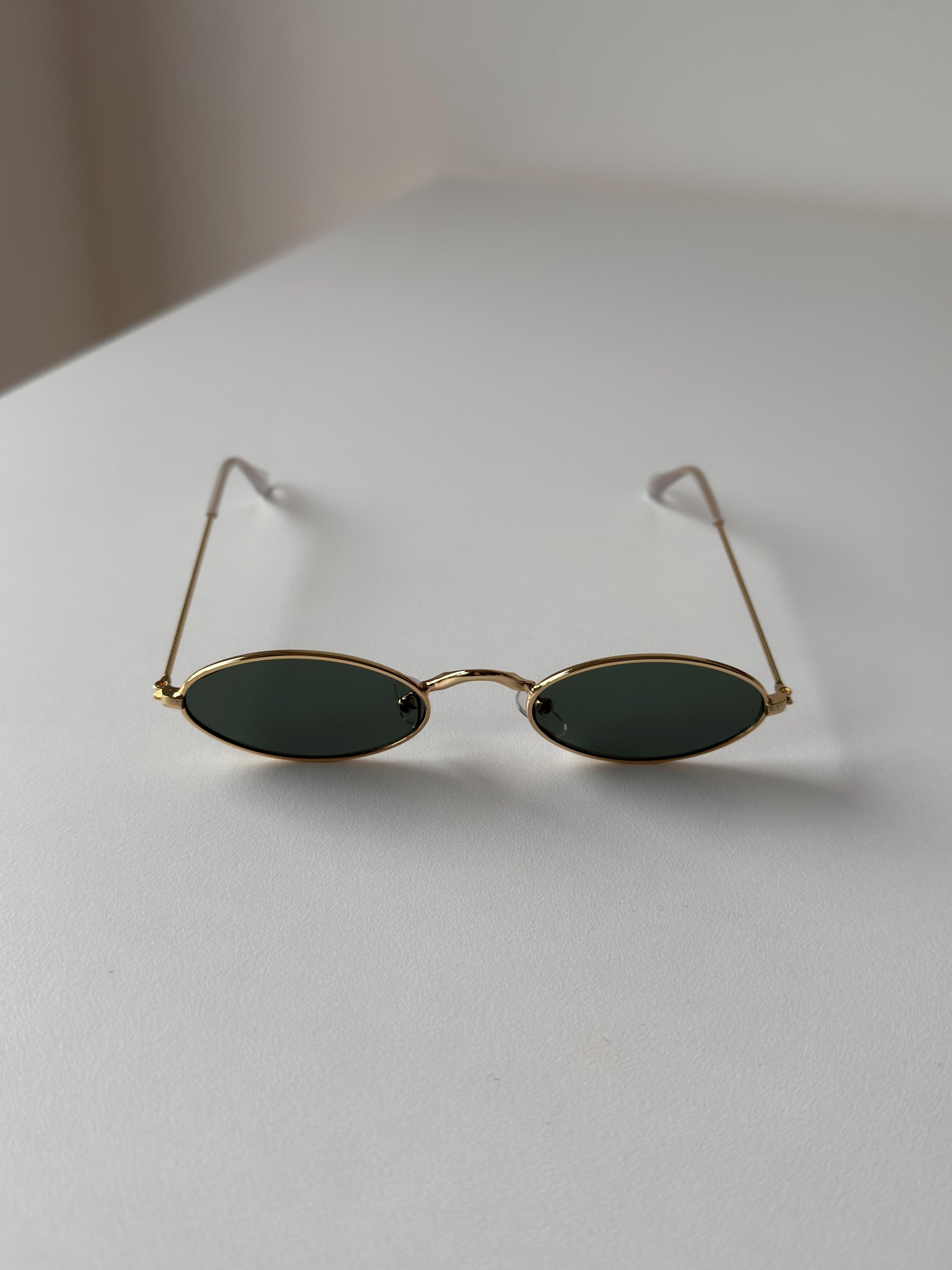 Green Tint Sunglasses Oval Golden Wire Frame Sunglasses - Etsy