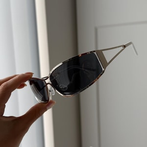 Black wrap sunglasses silver frame rave sunglasses