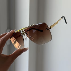 Brown sunglasses golden frame aviator sunglasses for women