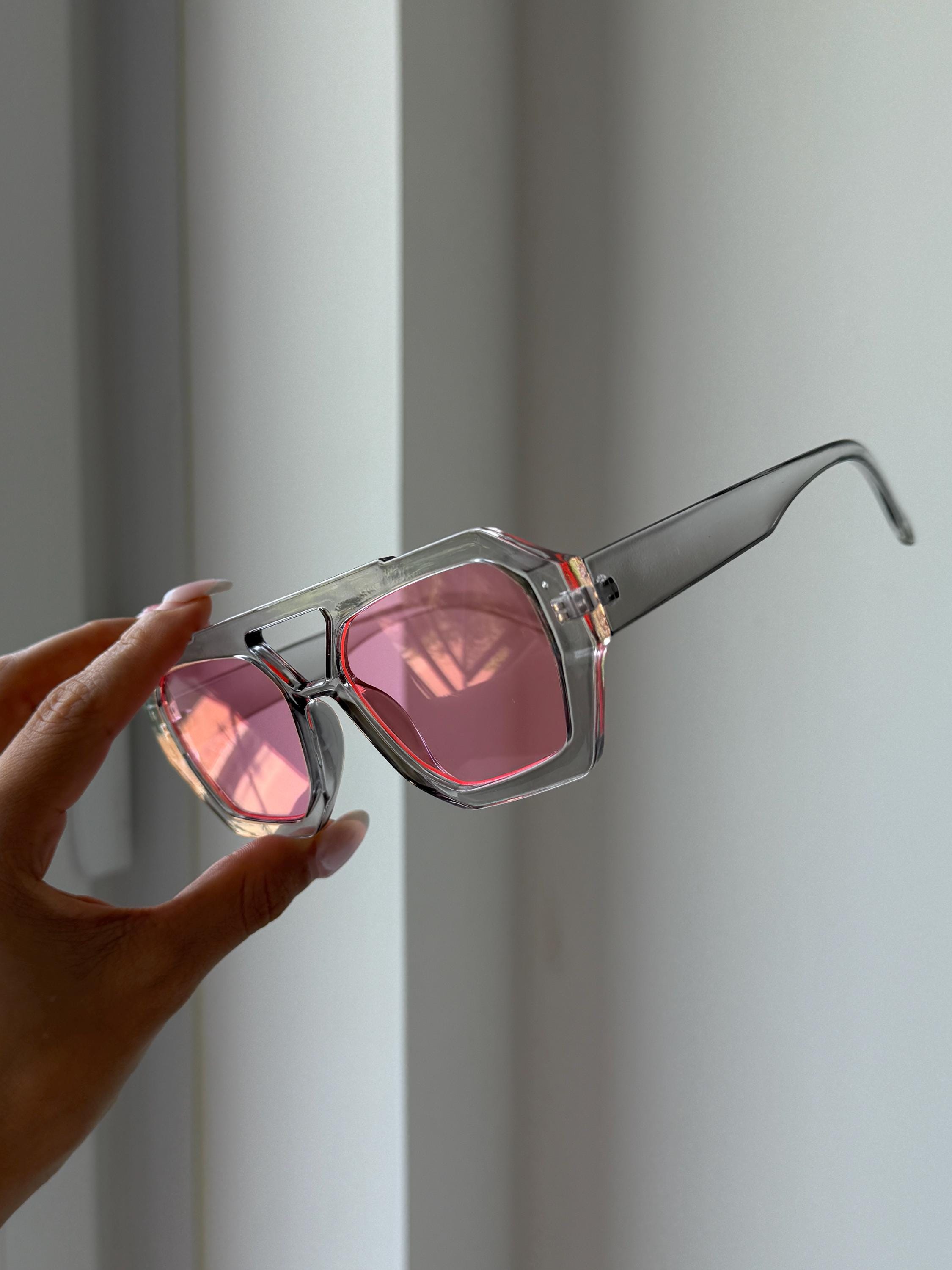 Pink Oversize Grey Sunglasses Aviator Frame - Etsy