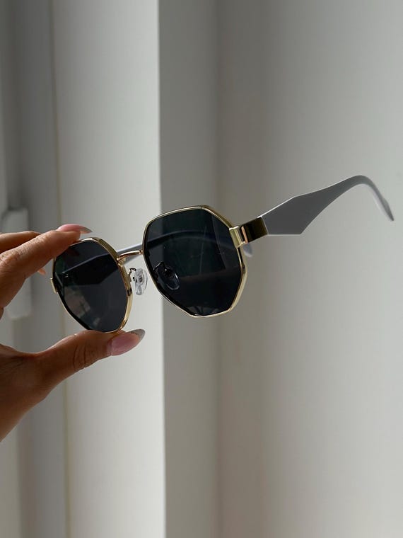 Black Sunglasses Golden Frame and White Sunglasses Men - Etsy display picture 3