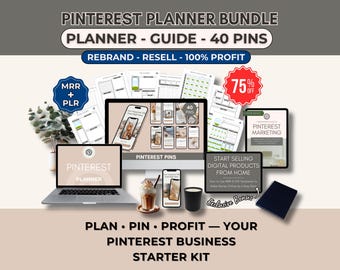 Pinterest Planner Bundle: Canva Pin Templates, Marketing Guide (MRR/PLR Digital Download)