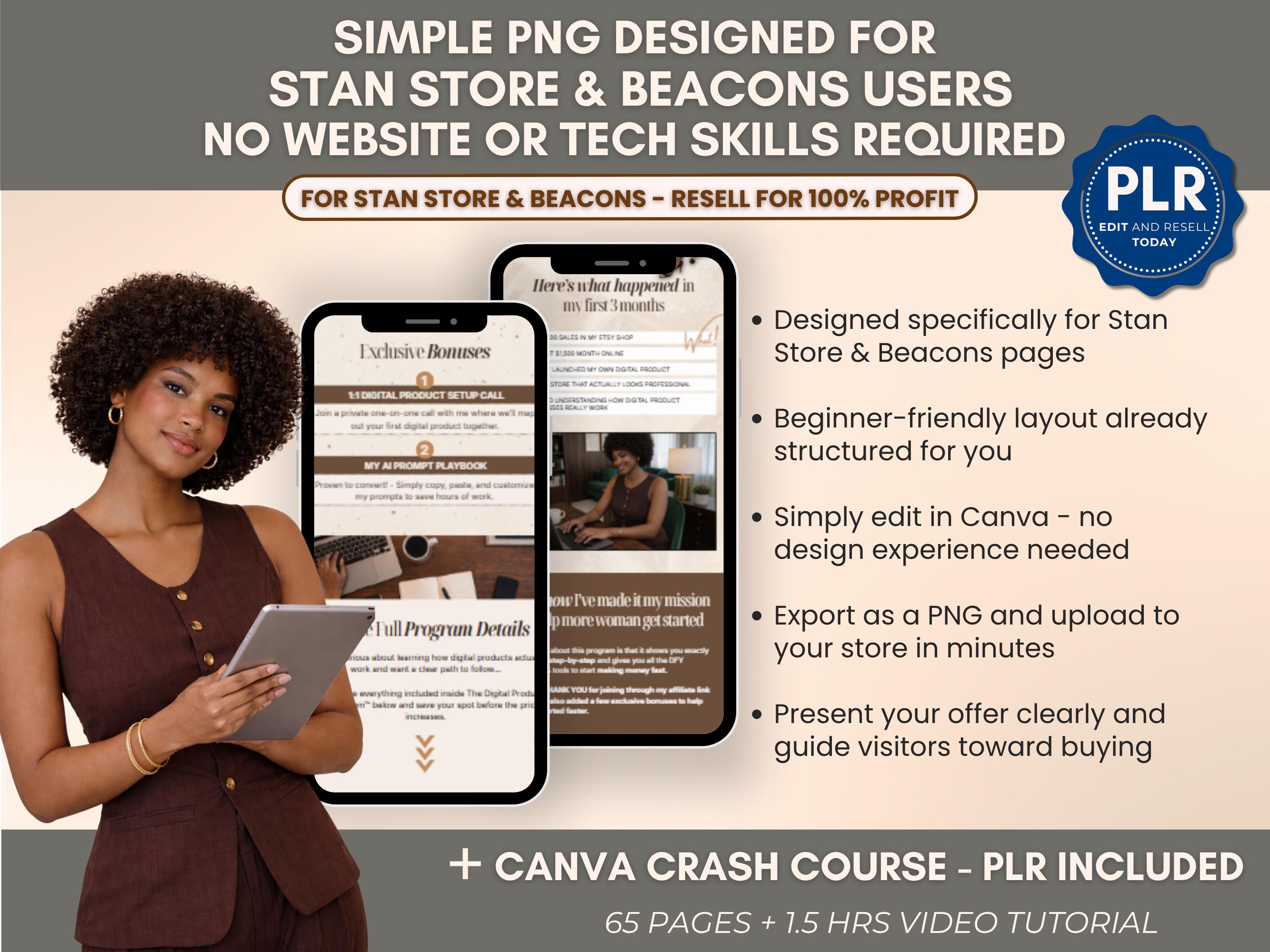 Canva Sales Page Template PLR for Stan Store & Beacons, Editable Sales ...