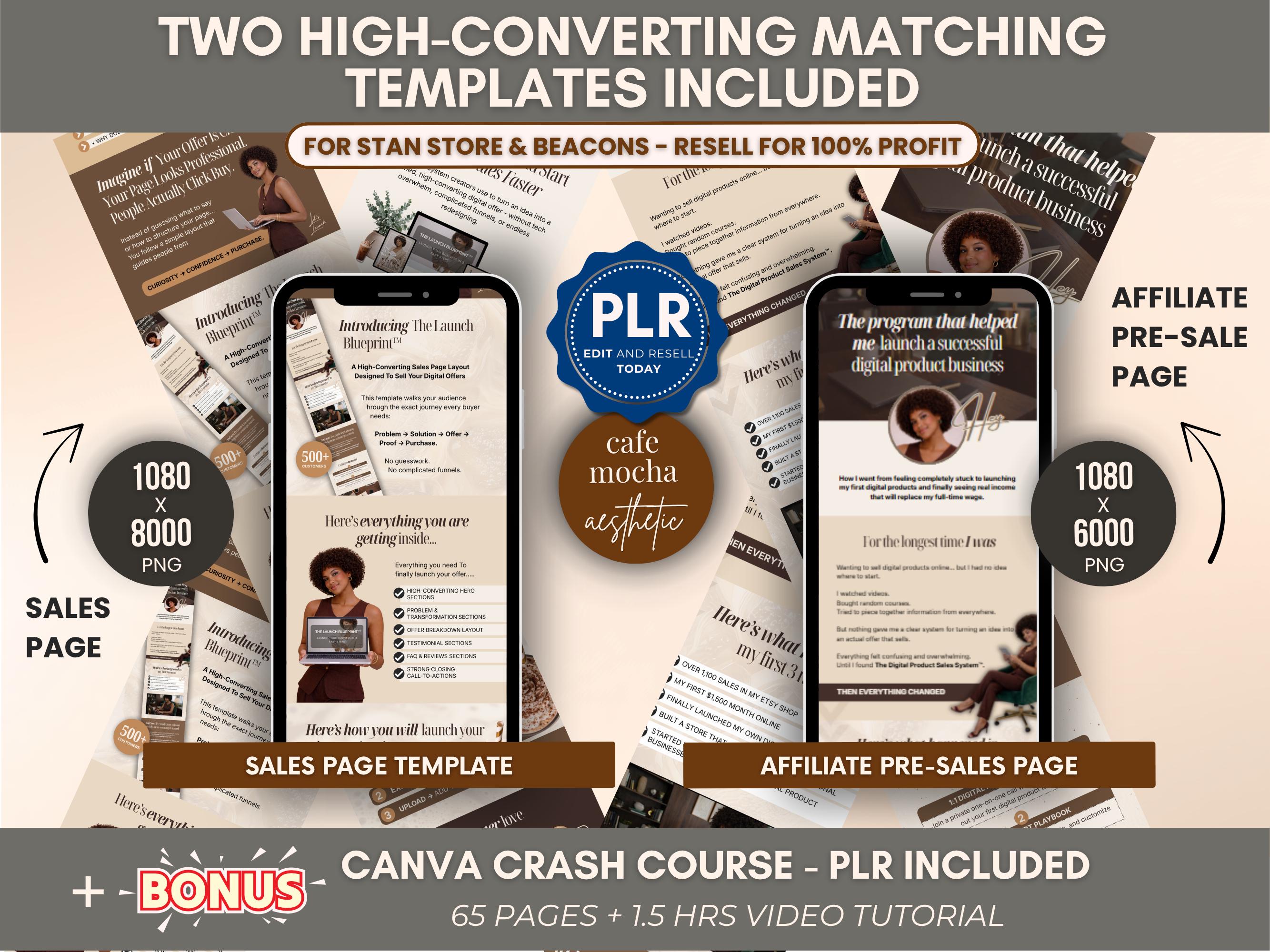 Canva Sales Page Template PLR for Stan Store & Beacons, Editable Sales ...