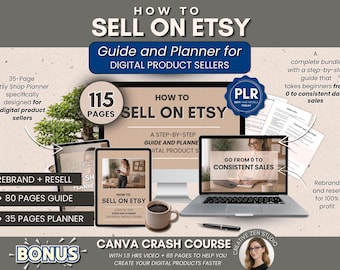 Cómo vender en Etsy: Guía y planificador para vendedores de productos digitales con derechos de reventa, Guía de tienda Etsy PLR para principiantes, Configuración de tienda Etsy lista para usar