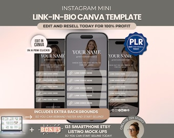 Link In Bio Canva Template with Resell Rights, Linktree Template Alternative, Instagram Link In Bio Templates w/PLR, DFY Quick Link Template