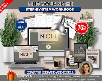 Find Your Niche Workbook PLR MRR, Business Planner for Moms, Vision Board, Niche Ideas Guide, Digital Business Starter Bundle, DFY Ebooks