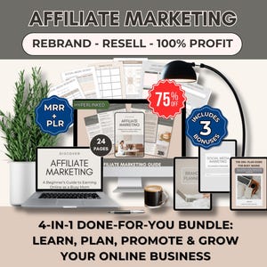 Affiliate Marketing Starter Kit: PLR MRR Resell Guide, Canva Templates (Digital Download)