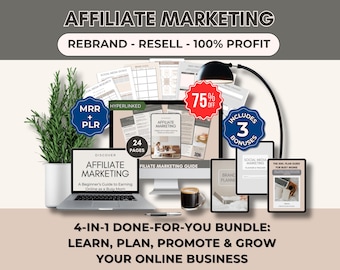 Affiliate Marketing Starter Kit: PLR MRR Resell Guide, Canva Templates (Digital Download)