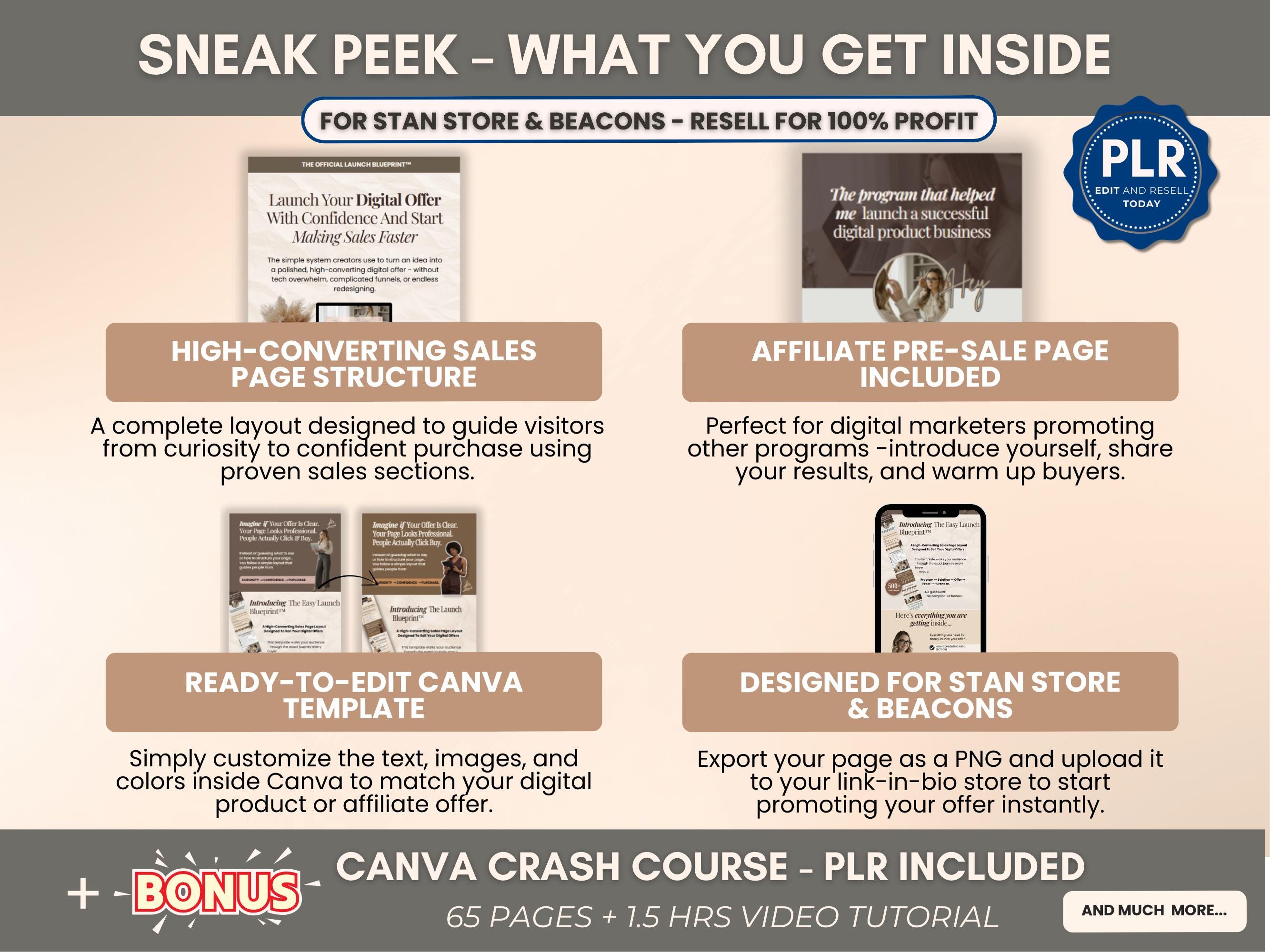 Canva Sales Page Template PLR for Stan Store, Editable PNG Sales Page ...