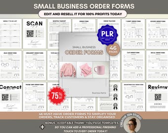 Small Business Order Forms Bundle PDF, Printable Canva Forms & Invoices, Editable Order Form Templates with PLR Use Rights, Craft Order Form
