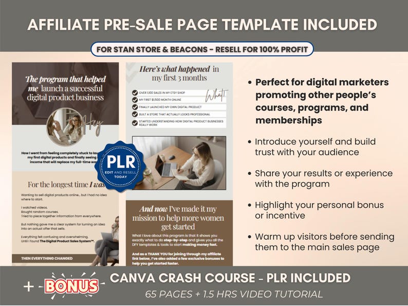Canva Sales Page Template PLR for Stan Store, Editable PNG Sales Page ...
