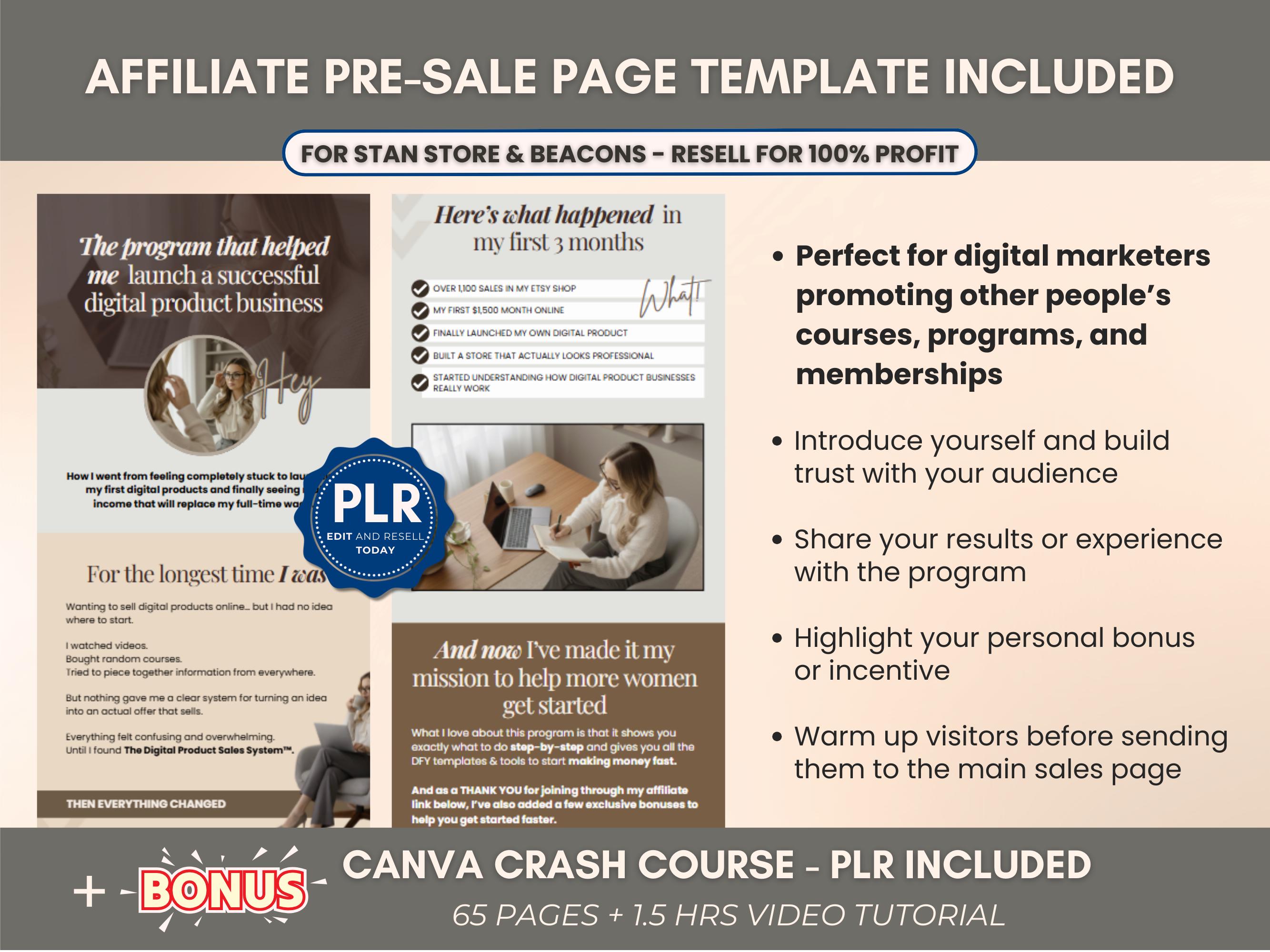 Canva Sales Page Template PLR for Stan Store, Editable PNG Sales Page ...