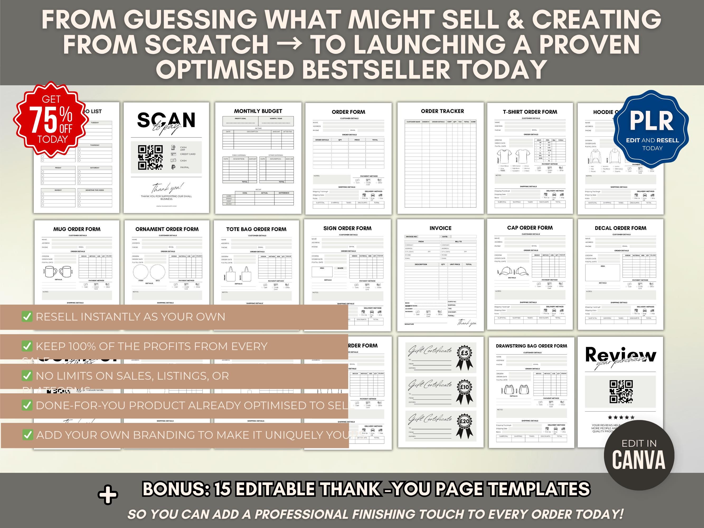 Small Business Order Forms Bundle PDF, Printable Canva Forms & Invoices ...