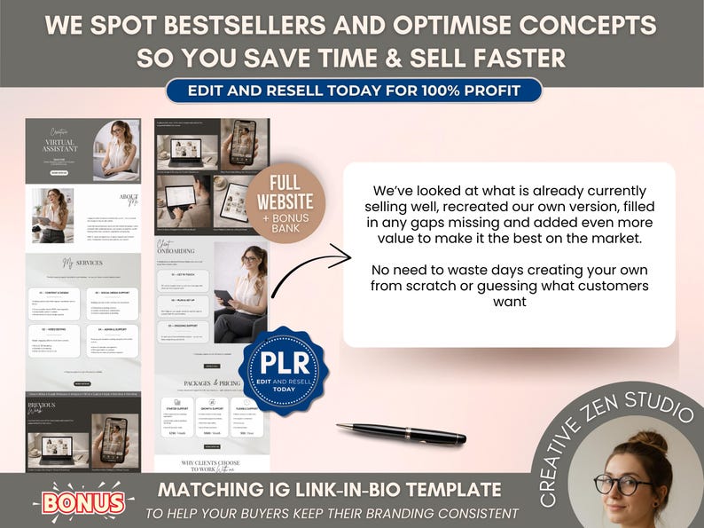 Virtual Assistant Canva Website Template PLR, Editable VA Website ...