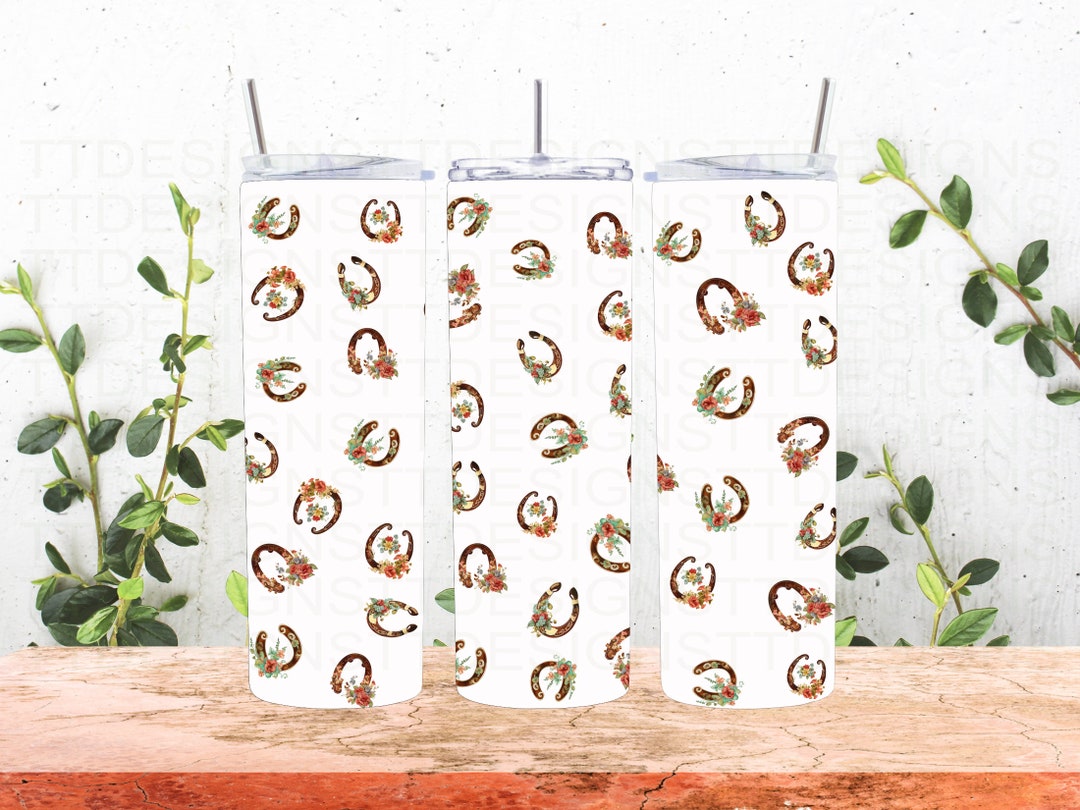 Horseshoe 20oz Tumbler Wrap Floral Horse PNG Horse Clipart Etsy