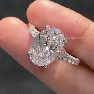 4CT Ovalt Cut Lab Grown E Colour VS1 IGI Certification Diamond Ring, 14KT Solid Gold Engagement Ring Bridal Wedding Ring, Hidden Halo Set