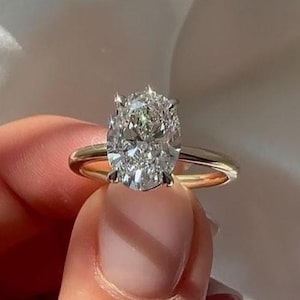 Oval Cut Lab Grown Diamond Ring, E/VVS2 IGI Certified 2.5 CT Lab Created Diamond Ring, Hidden Halo Setting Engagement Ring, Wedding Ring