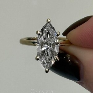2.00 Carat IGI Marquise Lab Grown Diamond Dream Ring / Marquise Diamond Ring / Marquise Shape Engagement Ring / Hidden Halo Engagement Ring