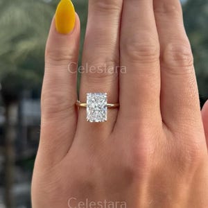 3 CT Radiant Cut Lab Grown Diamond Hidden Halo Solitaire Engagement Ring, Wedding Ring, IGI Certified Radiant Diamond Ring,Anniversary Ring