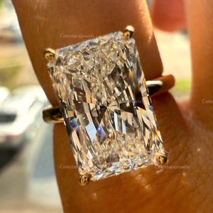 IGI Certified 4 carat Radiant Cut Lab Grown Diamond Engagement Ring 14k Yellow Gold Radiant Cut Solitaire Certified Lab Diamond Ring for Her