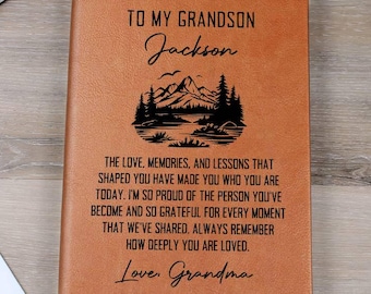 Gift For Grandson Personalized Journal - Gift From Grandma, From Grandpa, Birthday Gift, Christmas Gift, Graduation Gift, Keepsake