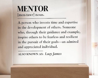 Personalized Mentor Acrylic Plaque - Custom Mentor Gift, Tutor Gift, Thank You Gift, Appreciation Gift