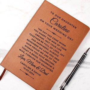 To Our Daughter On Her Wedding Day Personalized Custom Leather Journal Notebook