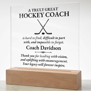 Personalized Hockey Coach Custom Acrylic Plaque - Coach Appreciation, End Of Season Gift, Coach Thank You, Coach Birthday Gift