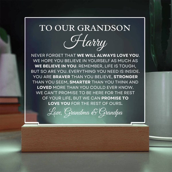 Our Grandson Gift - We Will Always Love You Personalized Acrylic Square Plaque